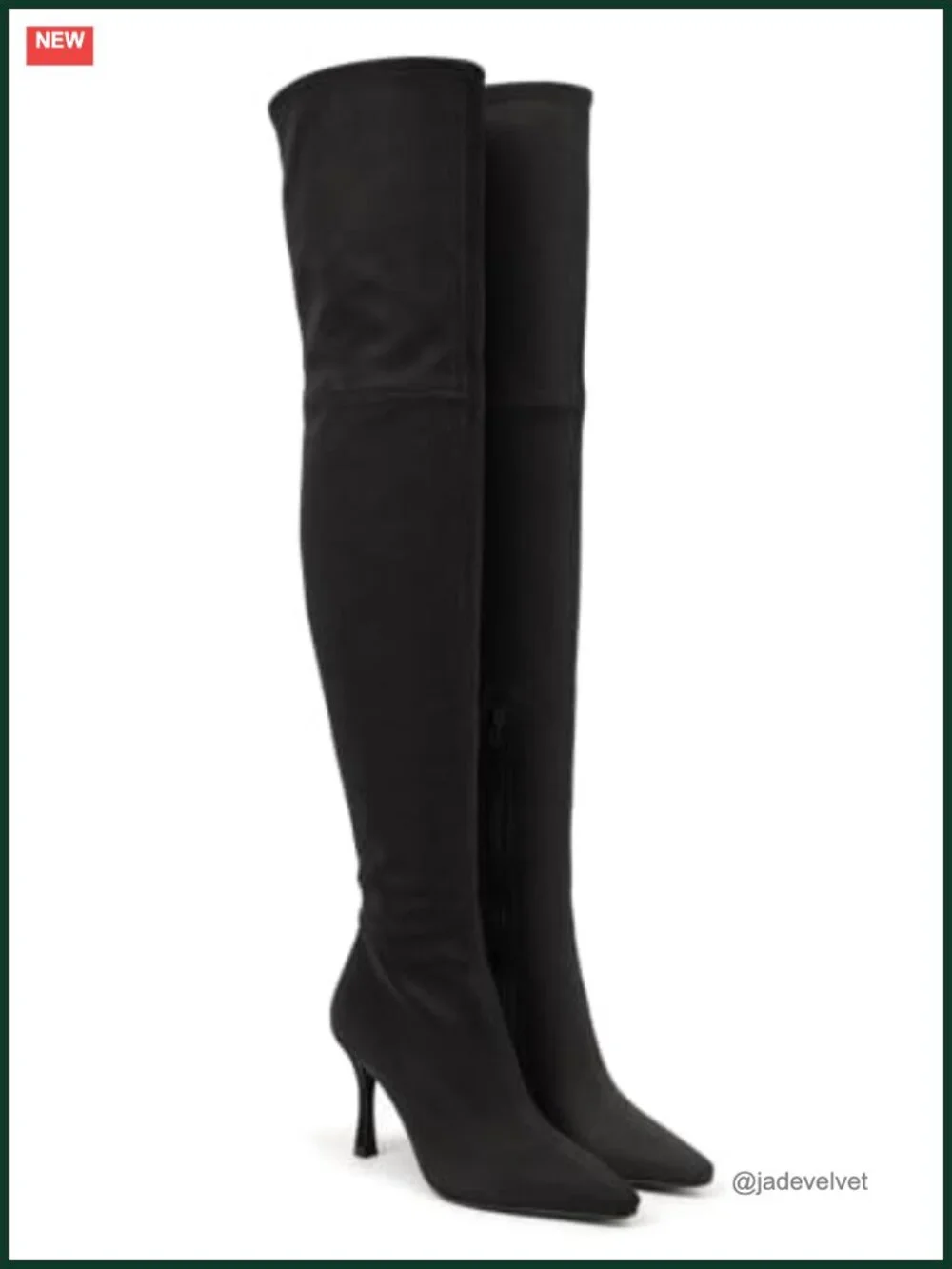 Over the Knee Boots Faux Suede Kitten Heel Zip Thigh High